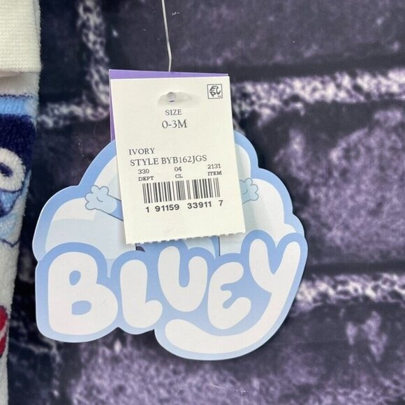 Bluey 0-3 Months 2-pc Bluey Sweatshirt Pant Set Fuzzy Candy Canes Santa Hat - Picture 3 of 12